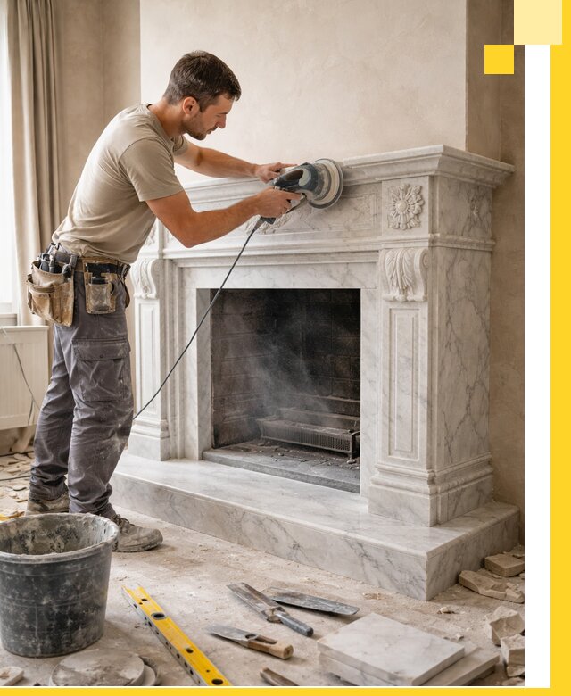 Изготовление и установка мраморных каминов в Каменке под ключ