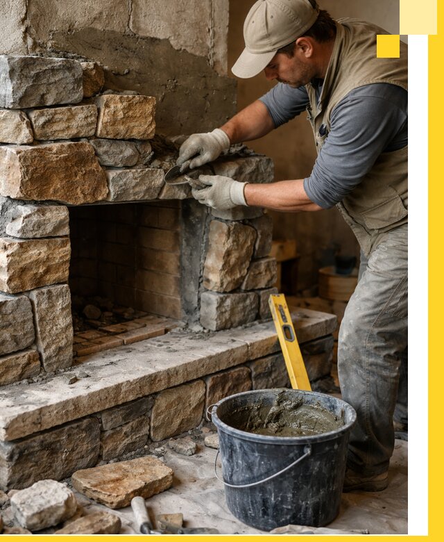 Изготовление и установка каменных каминов под ключ в Каменке