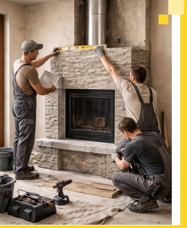 Профессиональный монтаж каминов под ключ в Каменке для дома