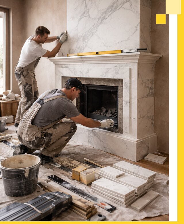 Отделка каминов в Каменке качественные облицовочные работы