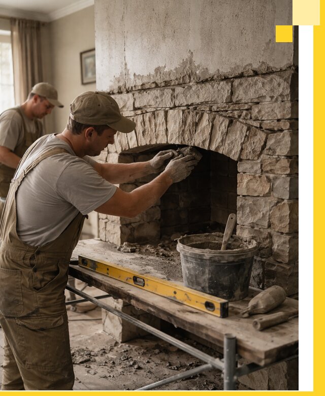 Изготовление каминов под ключ в Каменке, монтаж и отделка