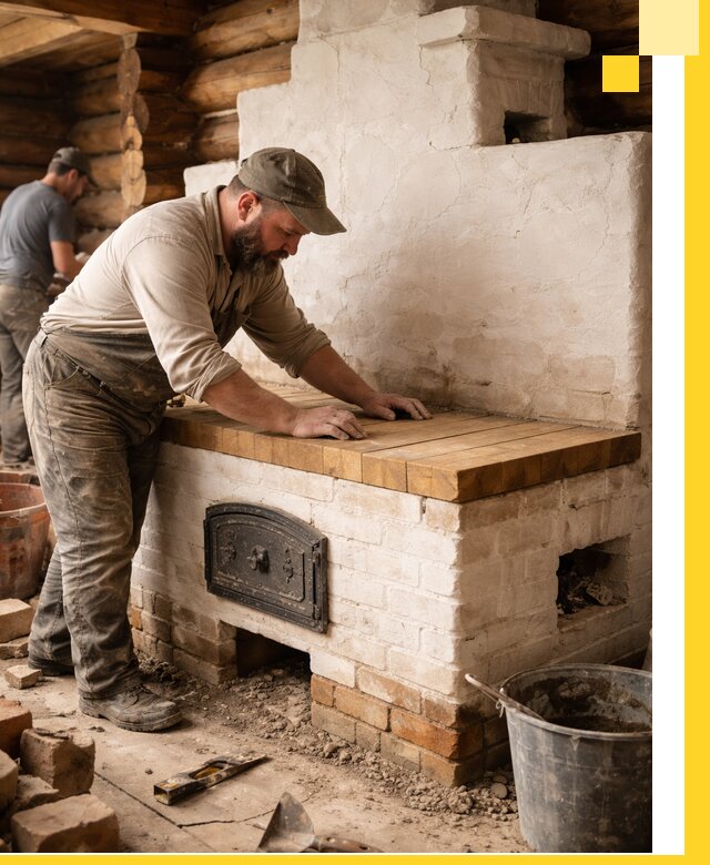 Проектирование и установка русской печи с лежанкой в Каменке