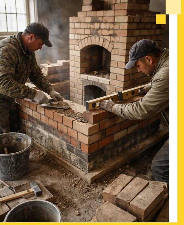 Изготовление и монтаж печей и каминов из кирпича в Каменке