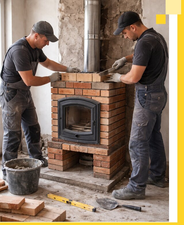 Монтаж печи камина под ключ в Каменке с гарантией и пусконаладкой