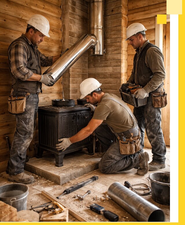 Профессиональный монтаж банных печей и дымоходов в Каменке