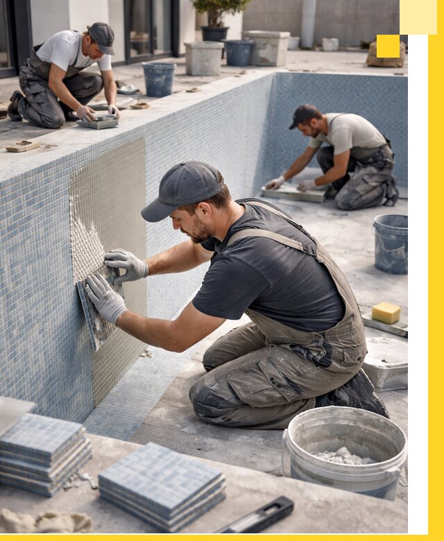 Облицовка бассейнов в Каменке плитка мозаика гидроизоляция