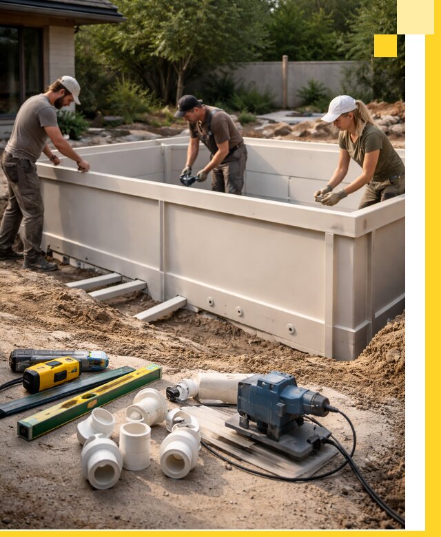 Установка полипропиленовых бассейнов под ключ в Каменке