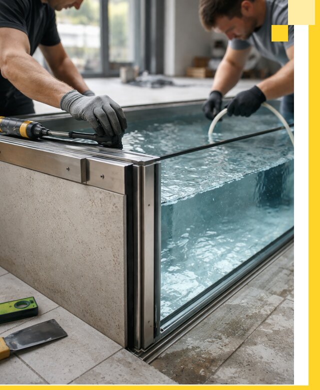 Проектирование и монтаж стеклянных бассейнов в Каменке