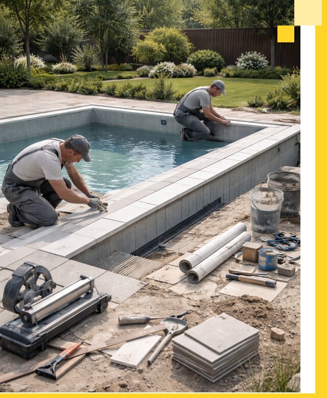 Строительство открытых бассейнов под ключ в Каменке профессионально