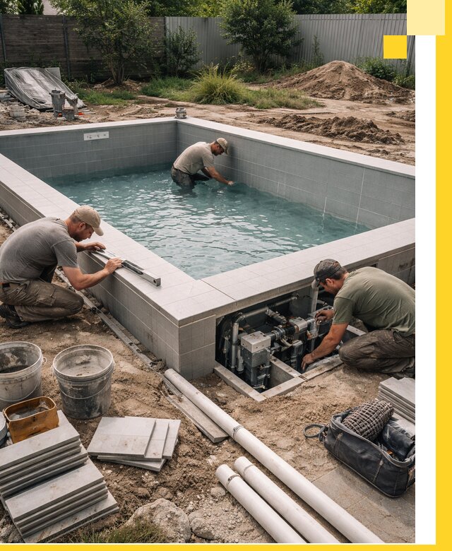 Строительство и монтаж бассейнов для дачи под ключ в Каменке