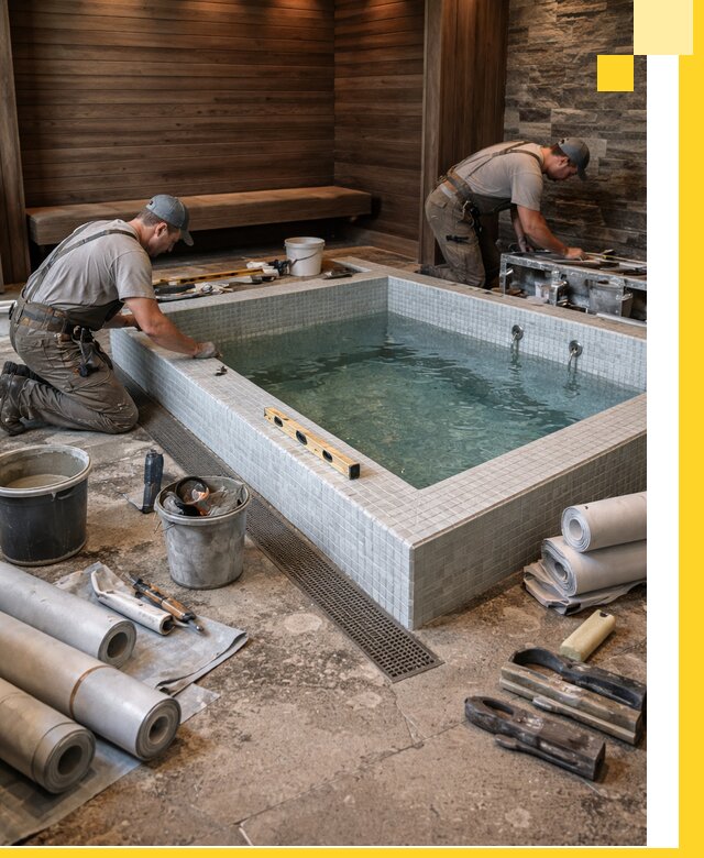 Установка и строительство бассейнов для сауны в Каменке