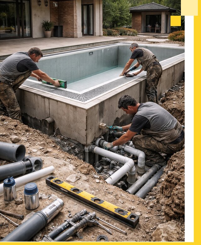 Строительство переливных бассейнов в Каменке под ключ