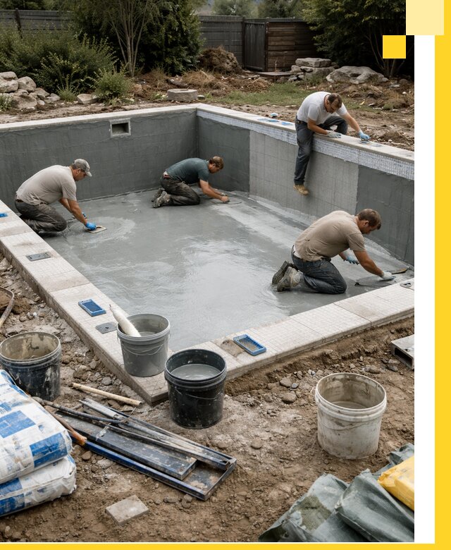 Изготовление и монтаж чаши бассейна под ключ в Каменке