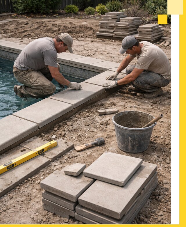 Установка и изготовление копингового камня для бассейнов в Каменке