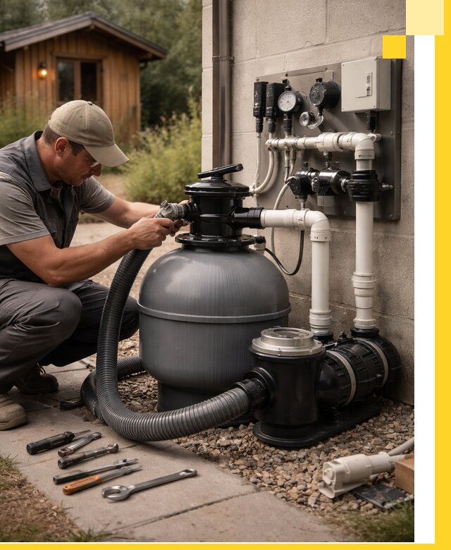 Продажа и монтаж фильтров и насосов для бассейнов в Каменке