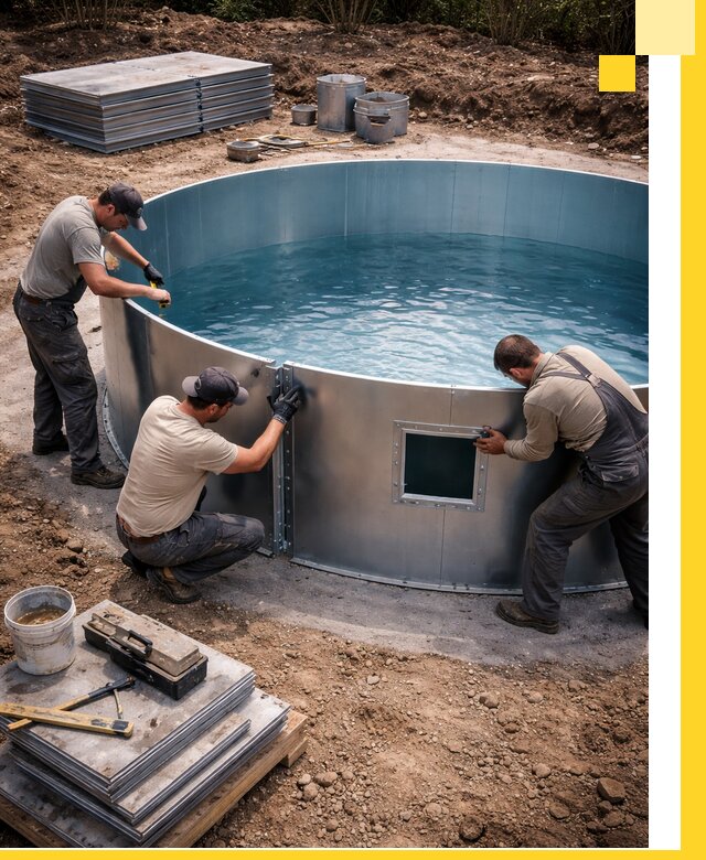 Круглые бассейны под ключ в Каменке проектирование и монтаж