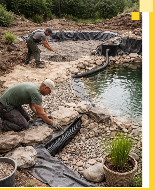 Строительство природных бассейнов и озер в Каменке под ключ