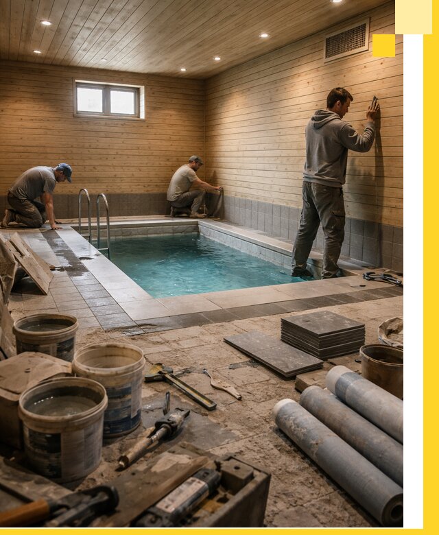 Строительство бани с бассейном и сауной под ключ в Каменке