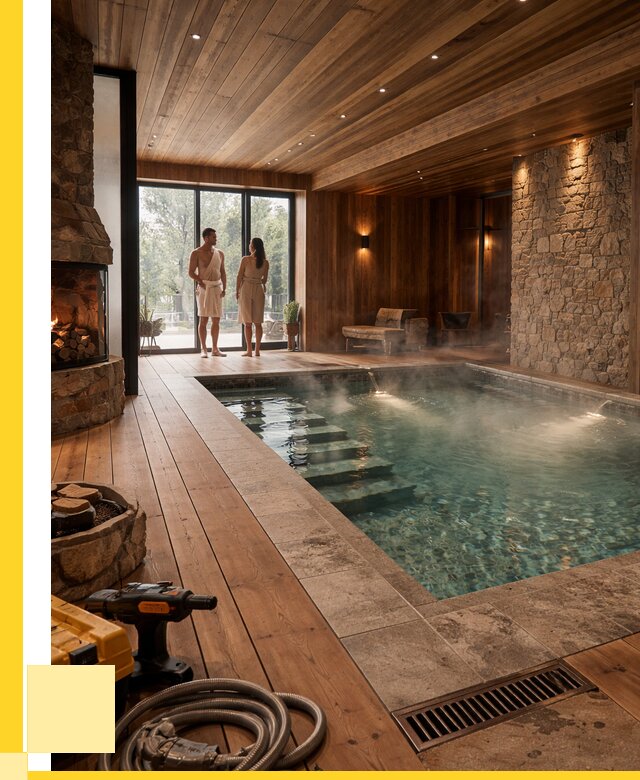 Проекты бань с бассейном под ключ в Каменке от 75863 р., ЭриданКам