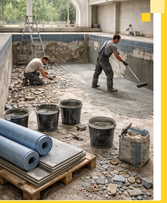 Реконструкция бассейнов в Каменке: ремонт, гидроизоляция