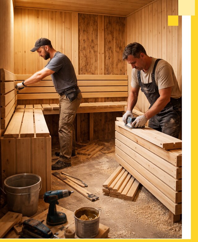Профессиональный комплексный ремонт саун под ключ в Каменке
