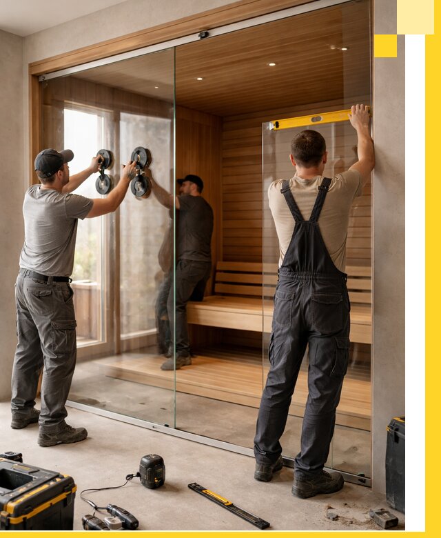 Производство и монтаж стеклянных саун под ключ в Каменке