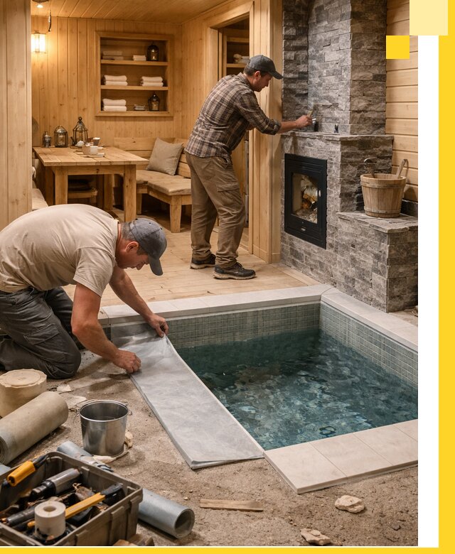 Строительство бань с комнатой отдыха под ключ в Каменке