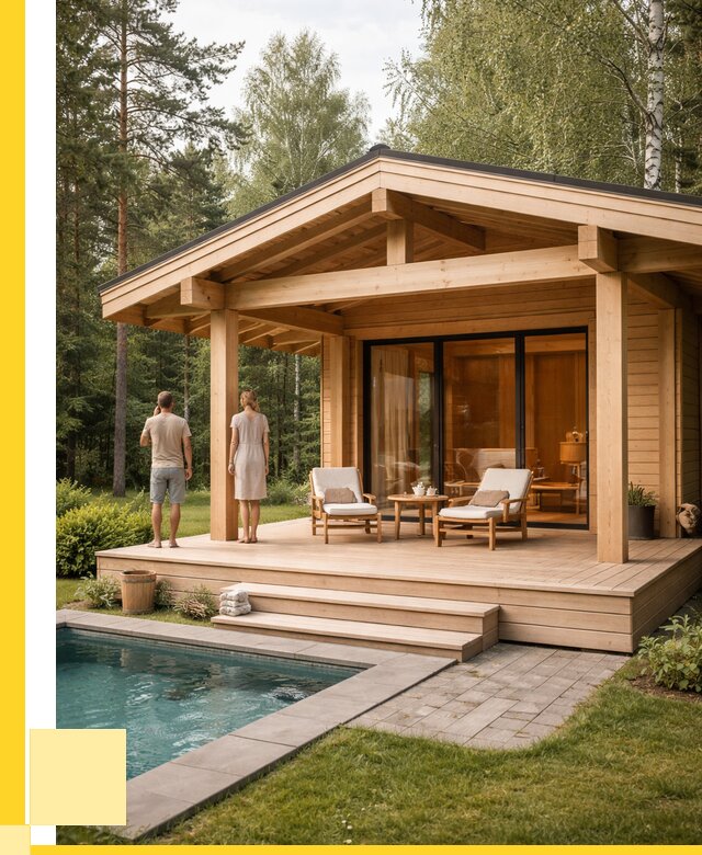 Бани с террасой под ключ в Каменке от 606900 р. | ЭриданКам