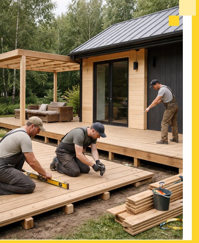 Строительство бань с террасой и бассейном под ключ в Каменке