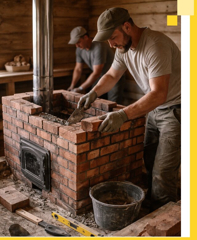 Кирпичные печи для бани под ключ в Каменке, проект и монтаж