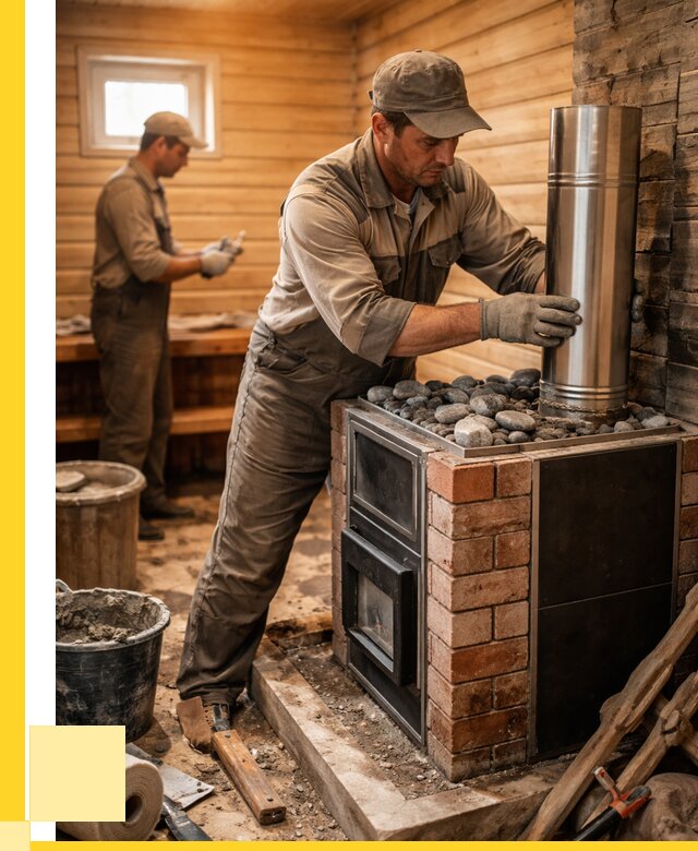 Монтаж печи в бане под ключ в Каменке от 20230 р. | ЭриданКам