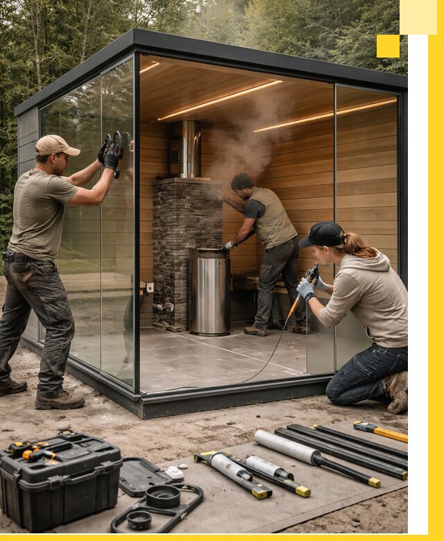 Проектирование и строительство стеклянных бань в Каменке