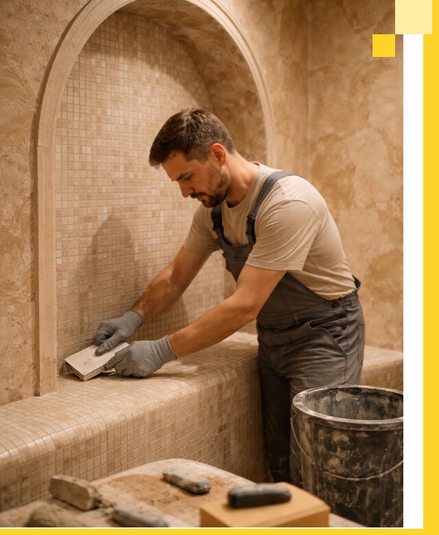 Профессиональная отделка хамамов с мозаикой под ключ в Каменке