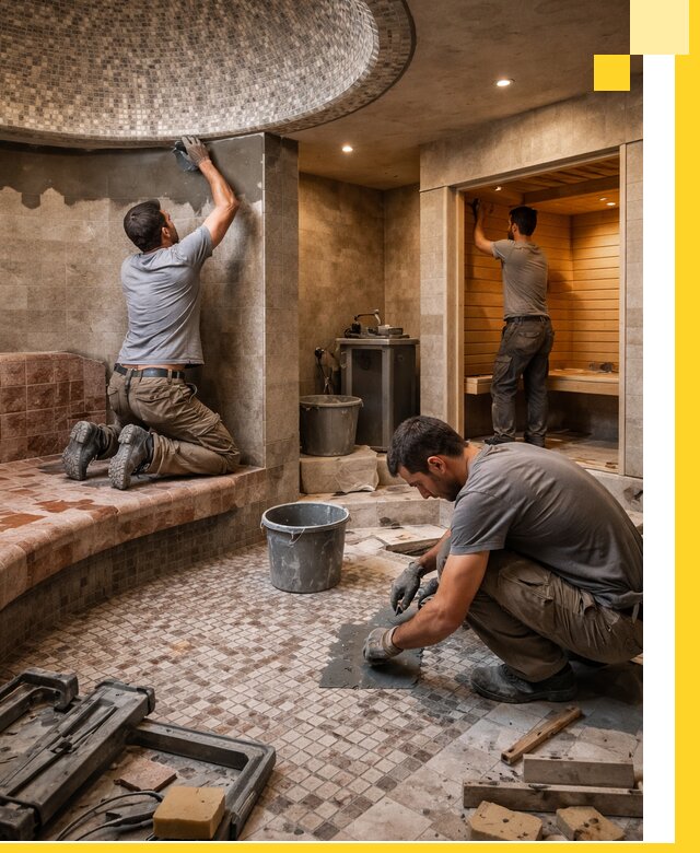 Проект и строительство хамама бани и сауны под ключ в Каменке